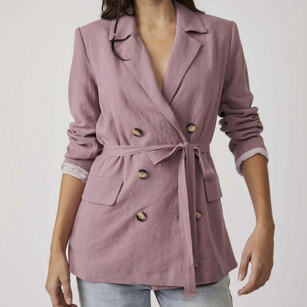 Free People Olivia tie-front blazer purple size Large